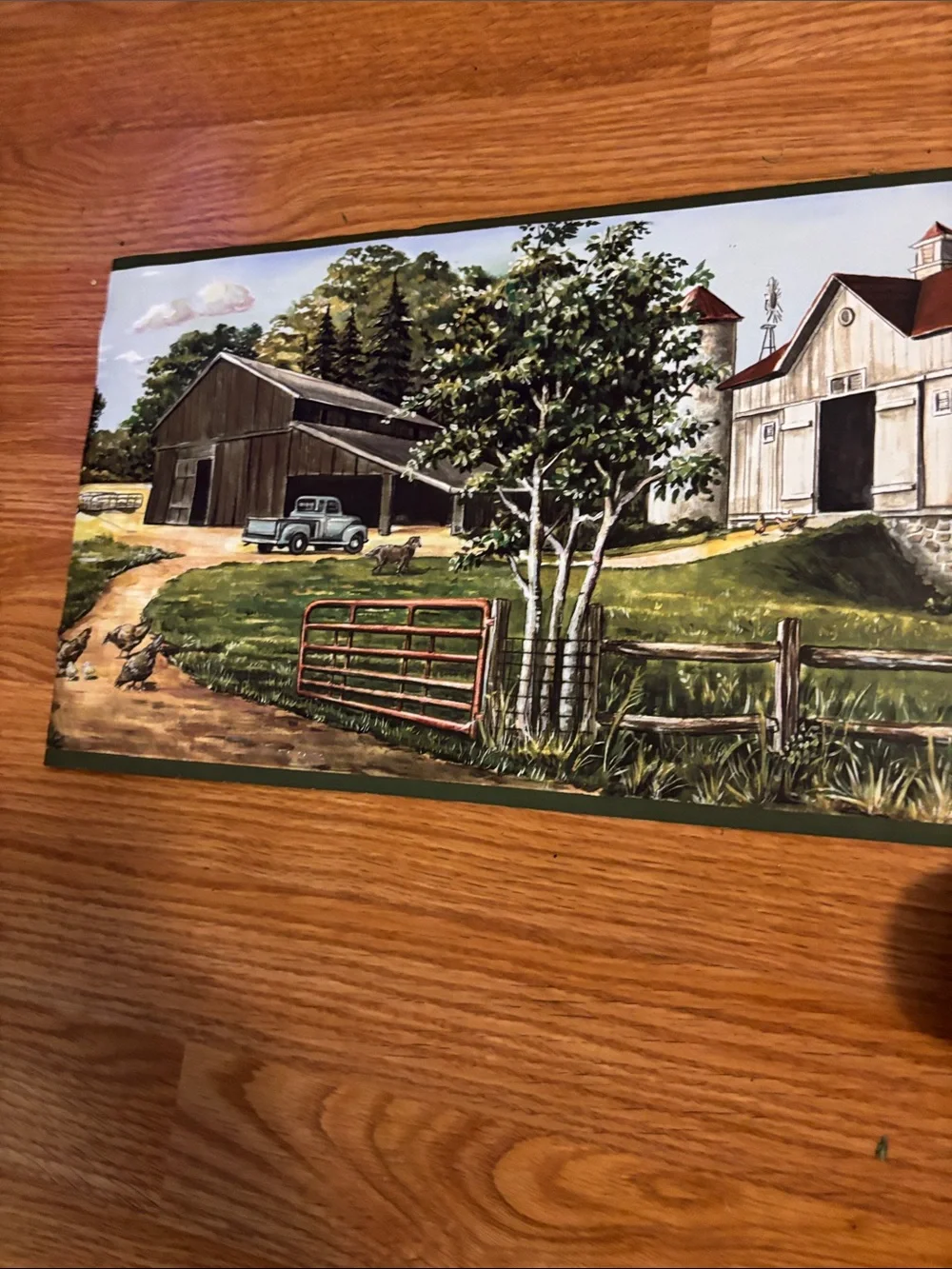 Rustic Farmhouse Wall  Boarder - Green and Brown tractors, country home
